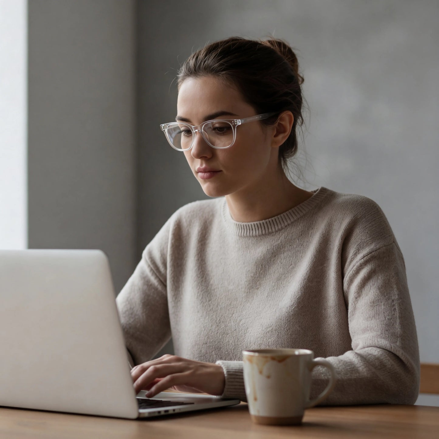 Bekhly Blaulichtfilter Brille eckig transparent getragen