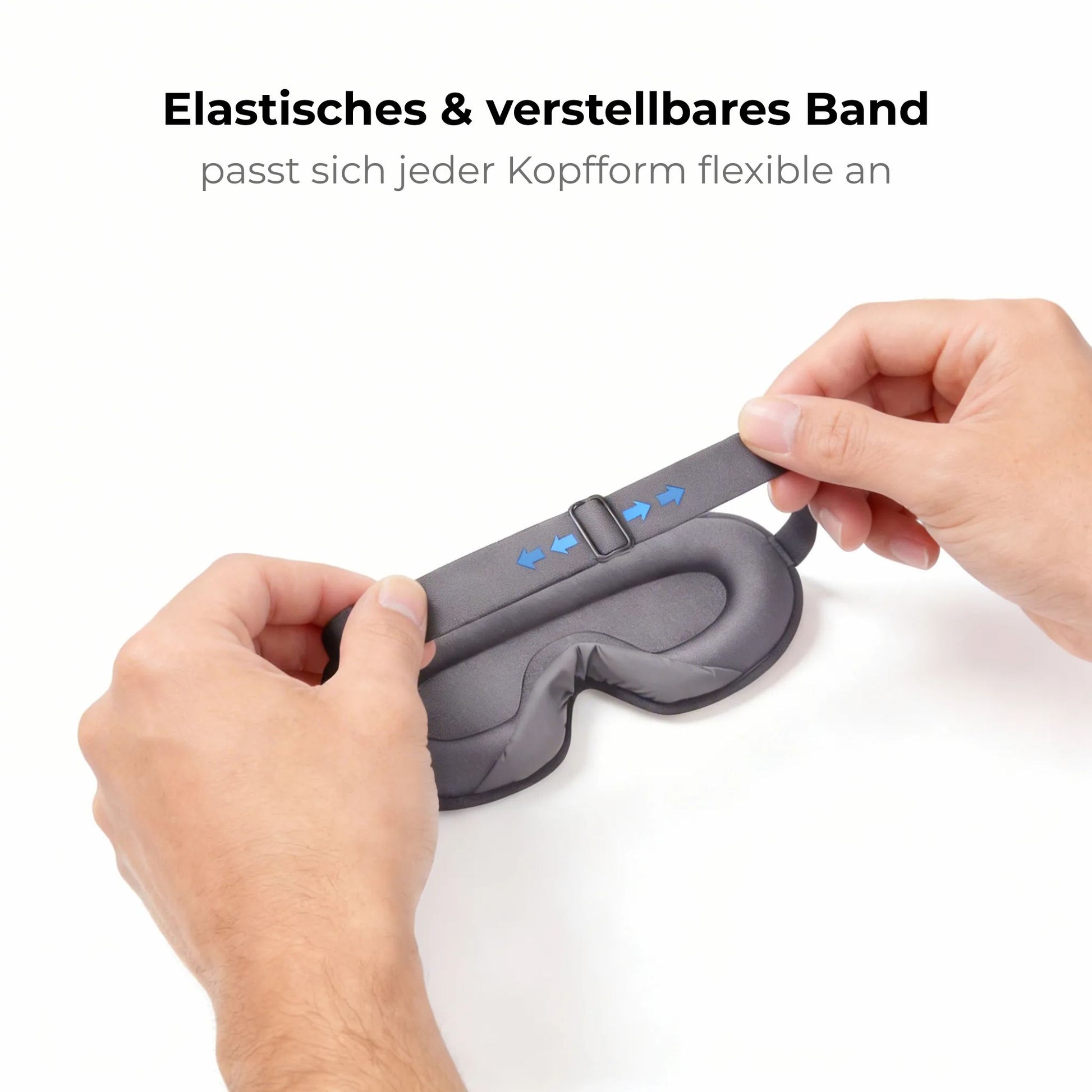Elastisches und verstellbares Band der grauen Bekhly Schlafmaske